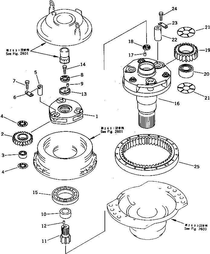 Komatsu parts book diagram for PC650SE-3 S/N 10501-UP: SWING MACHINERY (2/3)(#10501-11118)