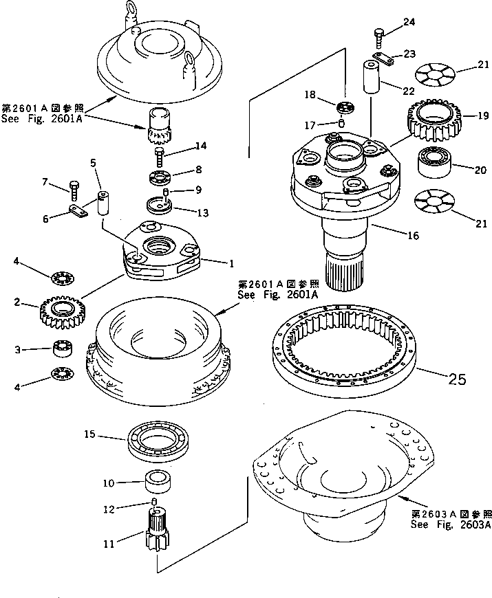 Komatsu parts book diagram for PC650SE-3 S/N 10501-UP: SWING MACHINERY (2/3)(#11119-)