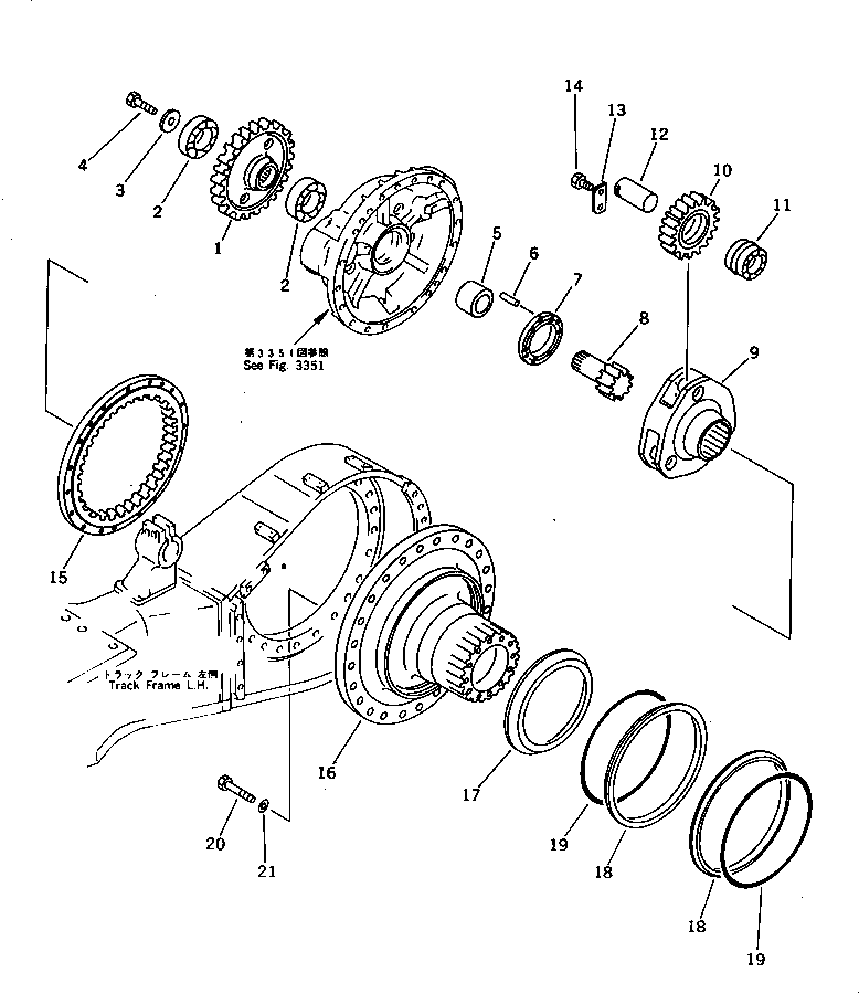 Komatsu parts book diagram for PC650SE-3 S/N 10501-UP: FINAL DRIVE CASE AND SPROCKET (2/3) (FOR JAPAN)(#10501-10660)