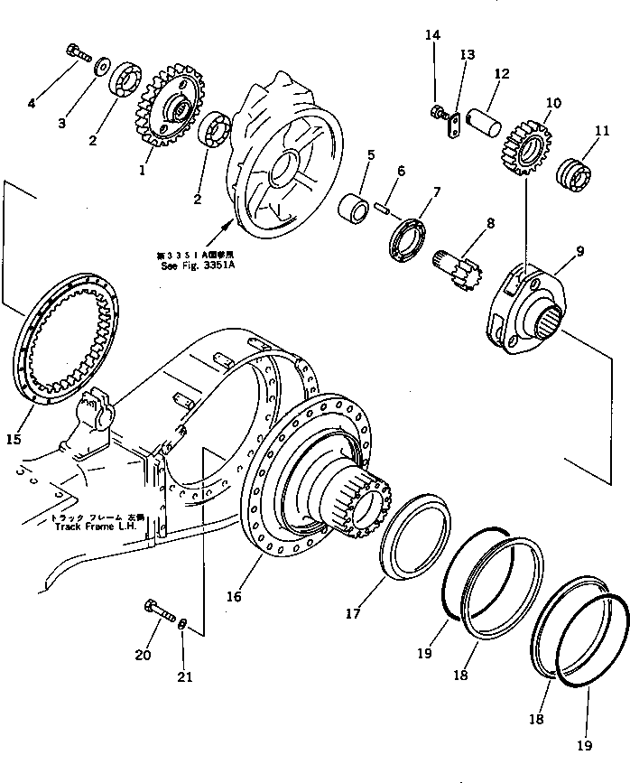 Komatsu parts book diagram for PC650SE-3 S/N 10501-UP: FINAL DRIVE CASE AND SPROCKET (2/3) (FOR JAPAN)(#10661-)