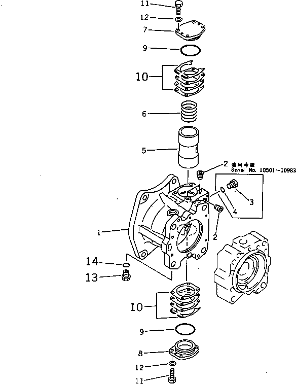 Komatsu parts book diagram for PC650SE-3 S/N 10501-UP: HYDRAULIC PUMP ? NO.1 (PUMP 1/5) (2/13)                           (WITH 3-STAGE SELECTOR MODE OLSS)