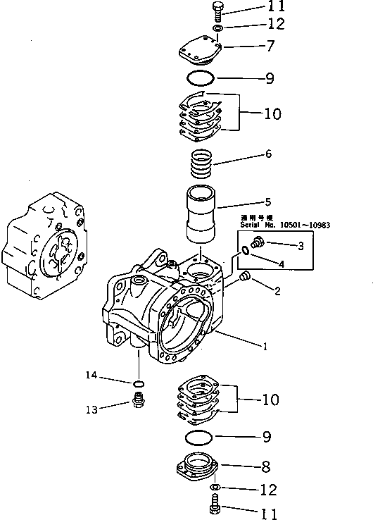Komatsu parts book diagram for PC650SE-3 S/N 10501-UP: HYDRAULIC PUMP ? NO.1 (PUMP 4/5) (5/13)                           (WITH 3-STAGE SELECTOR MODE OLSS)