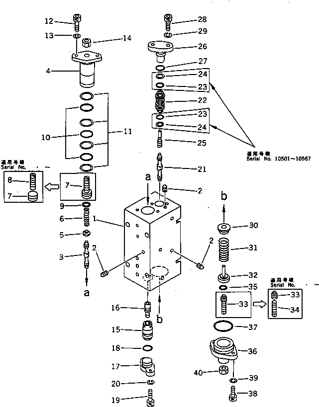 Komatsu parts book diagram for PC650SE-3 S/N 10501-UP: HYDRAULIC PUMP ? NO.1 (FRONT CO AND NC VALVE) (9/13)              (WITH 3-STAGE SELECTOR MODE OLSS)
