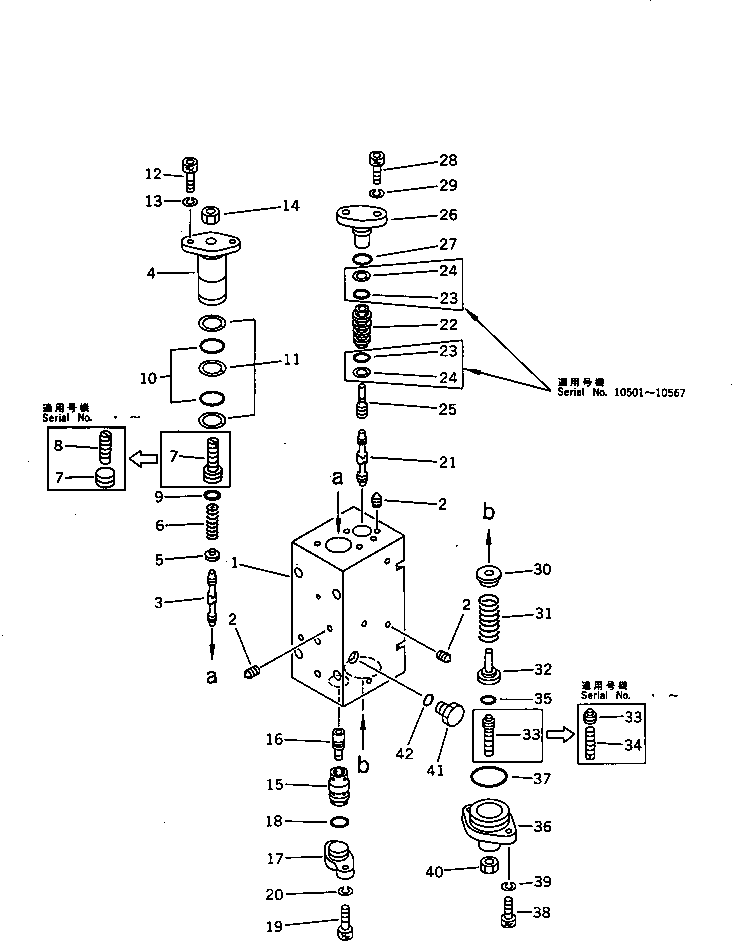 Komatsu parts book diagram for PC650SE-3 S/N 10501-UP: HYDROULIC PUMP ? NO.1 (REAR CO AND NC VALVE) (13/13)              (WITH 3-STAGE SELECTOR MODE OLSS)