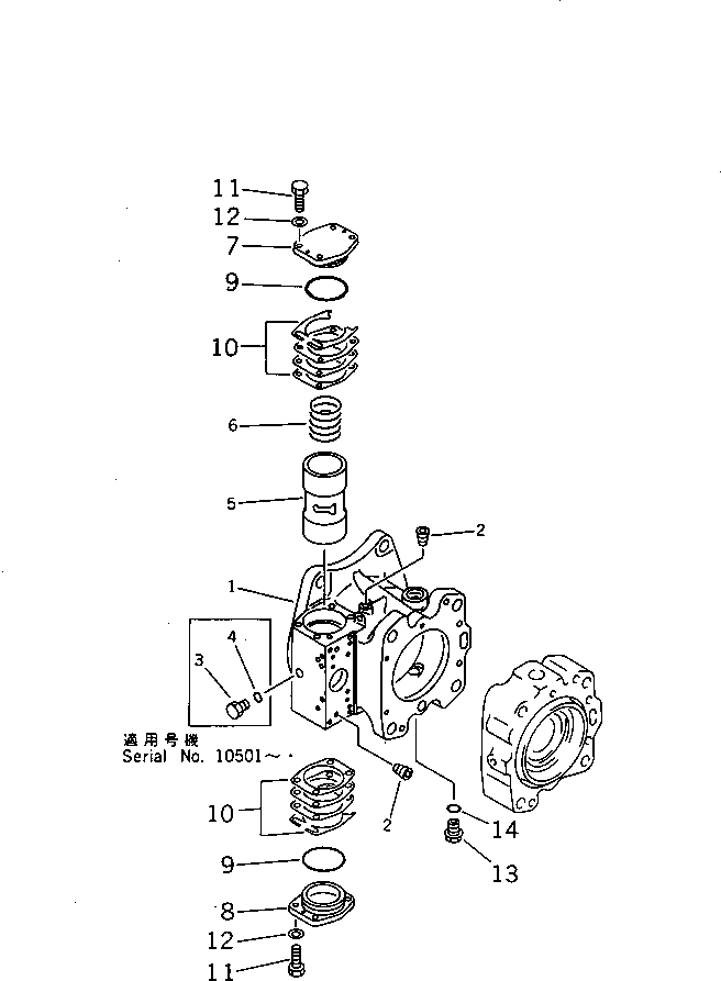 Komatsu parts book diagram for PC650SE-3 S/N 10501-UP: HYDRAULIC PUMP ? NO.2 (PUMP 1/5) (2/8)