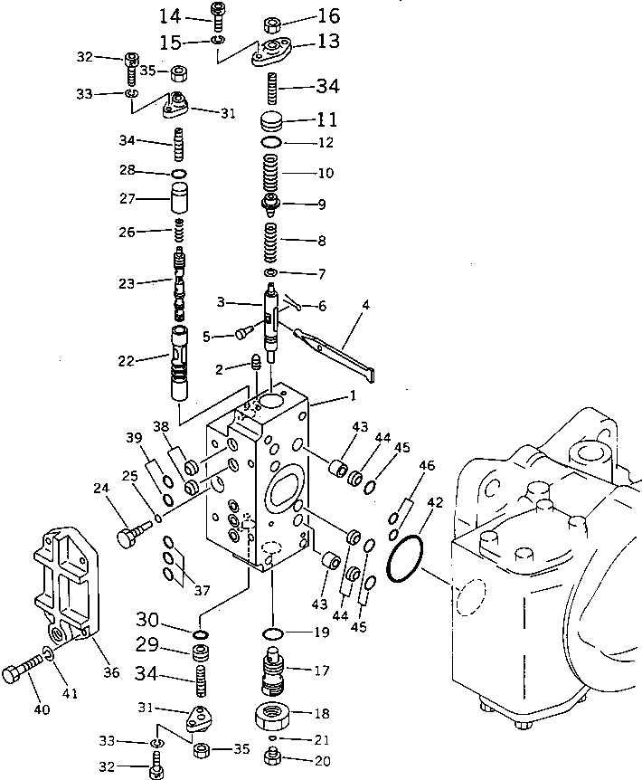 Komatsu parts book diagram for PC650SE-3 S/N 10501-UP: HYDRAULIC PUMP ? NO.2 (REAR SERVO VALVE) (8/8)
