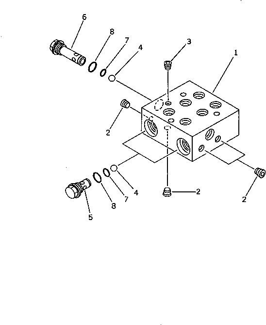 Komatsu parts book diagram for PC650SE-3 S/N 10501-UP: CHECK VALVE (3-BALL TYPE)(#10696-)