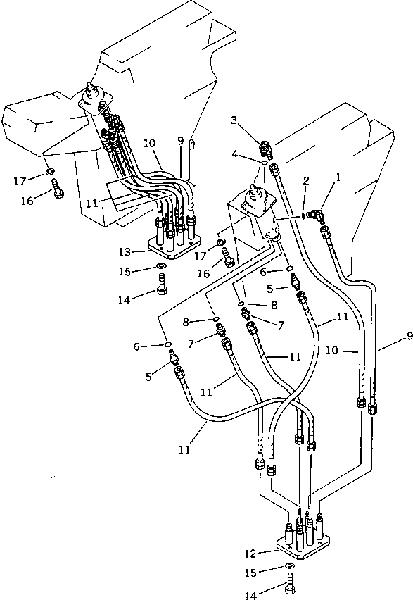 Komatsu parts book diagram for PC650SE-3 S/N 10501-UP: PPC VALVE TO/FROM BRACKET PIPING