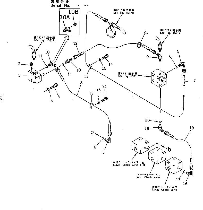 Komatsu parts book diagram for PC650SE-3 S/N 10501-UP: AUTO DECELERATION SHUTTLE VALVE PIPING (WITH AUTO DECELERATION)(#10853-)