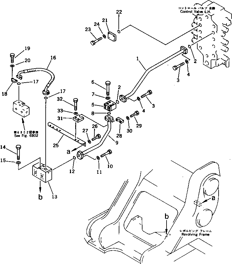 Komatsu parts book diagram for PC650SE-3 S/N 10501-UP: BOOM CYLINDER PIPING (1/2) (CHASSIS SIDE)