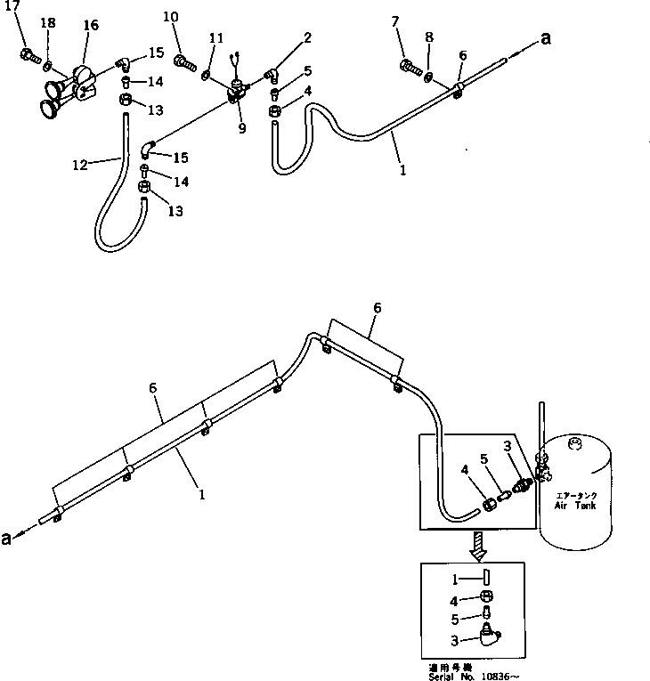 Komatsu parts book diagram for PC650SE-3 S/N 10501-UP: AIR PIPING (2/2)