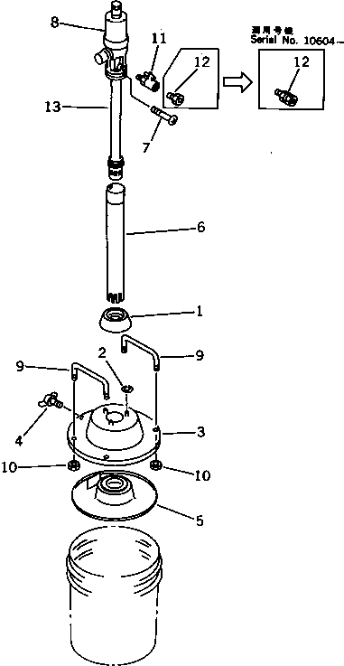 Komatsu parts book diagram for PC650SE-3 S/N 10501-UP: GREASE PUMP AND RELATED PARTS(#10501-10767)