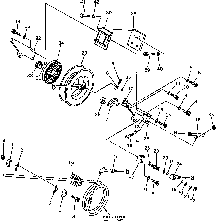 Komatsu parts book diagram for PC650SE-3 S/N 10501-UP: GREASE REEL(#10604-)