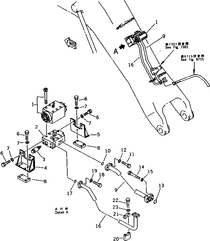 Komatsu parts book diagram for PC650SE-3 S/N 10501-UP: ARM CYLINDER PIPING (FOR CYLINDER LOCK VAVLE) (2/2)