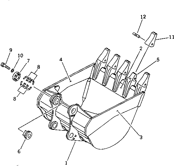 Komatsu parts book diagram for PC650SE-3 S/N 10501-UP: BUCKET ? 3.5M3 ? WIDTH 1800MM (HORIZONTAL PIN TYPE)(#10501-10892)