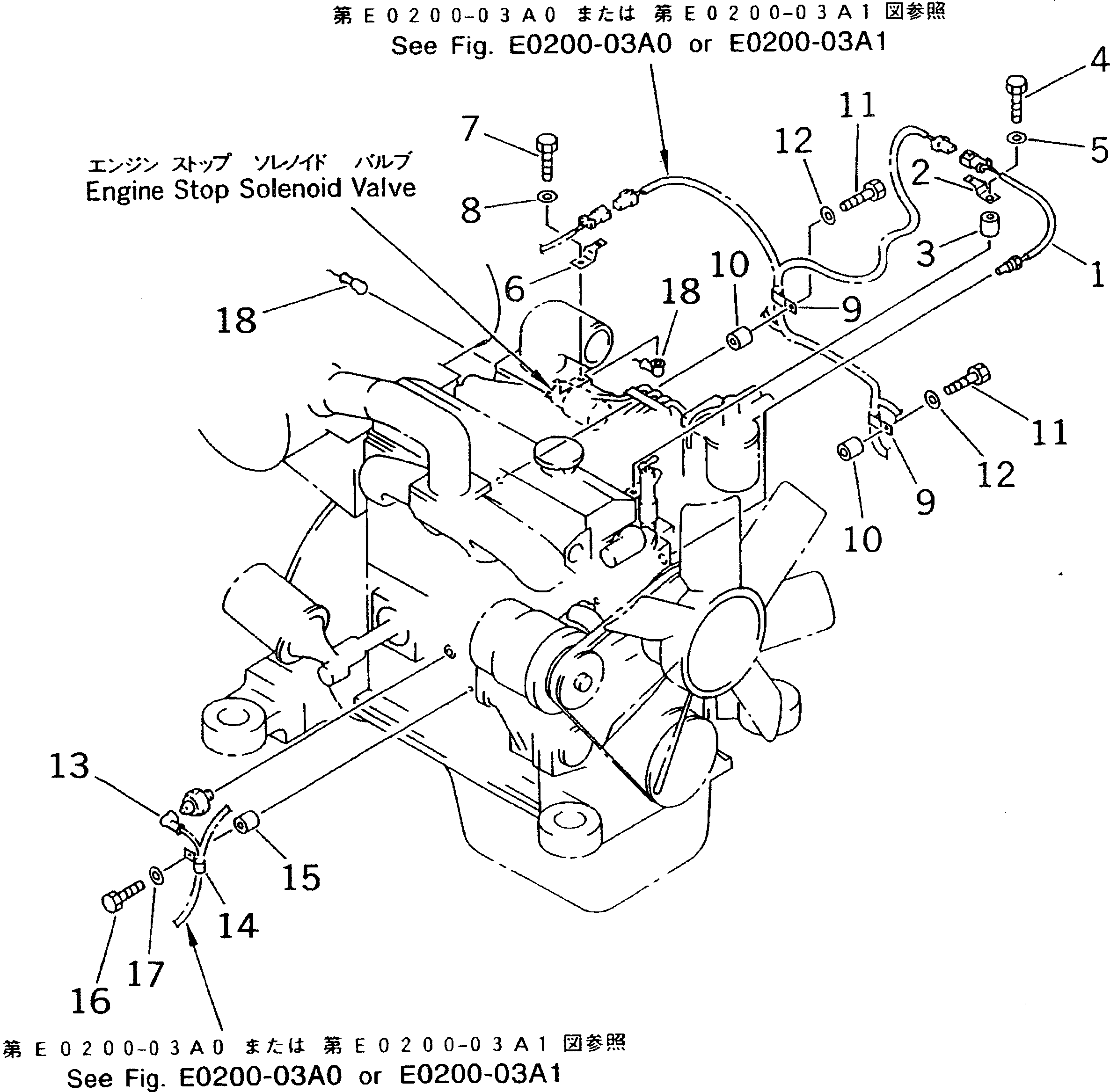 Komatsu parts book diagram for PC70-7E-B S/N 45001-UP: WIRING (ENGINE)(#45001-52373)