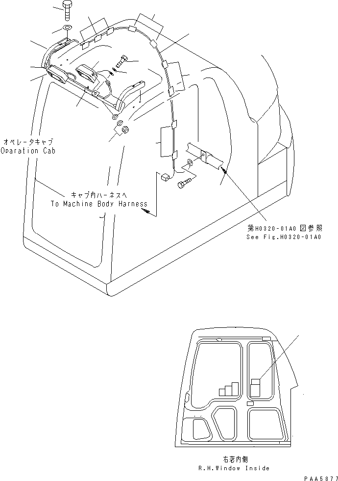 Komatsu parts book diagram for PC70-7E-B S/N 45001-UP: ADDITIONAL WORK LAMP