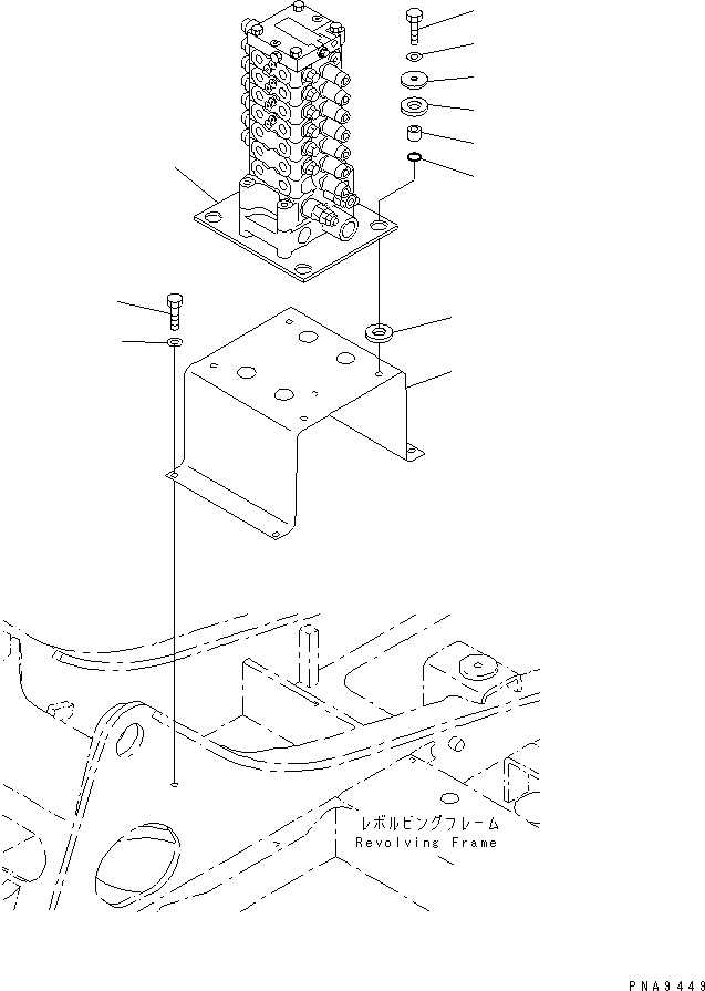 Komatsu parts book diagram for PC70-7E-B S/N 45001-UP: MAIN VALVE (MOUNT BRACKET) (FOR 1-ACTUATER ATTACHMENT)(#45001-52373)