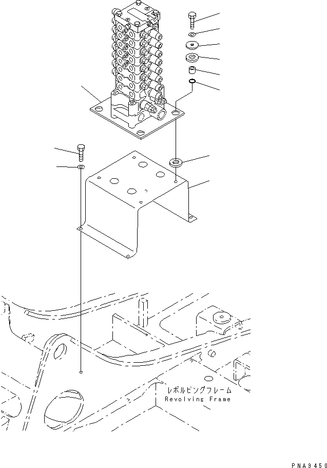 Komatsu parts book diagram for PC70-7E-B S/N 45001-UP: MAIN VALVE (MOUNT BRACKET) (FOR 2-ACTUATER ATTACHMENT)(#45001-52373)