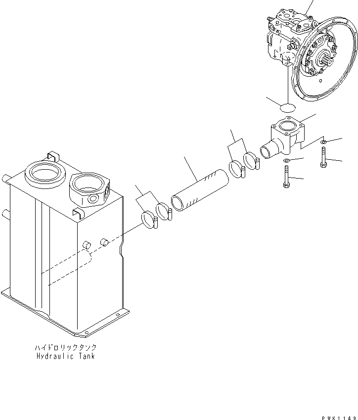 Komatsu parts book diagram for PC70-7E-B S/N 45001-UP: SUCTION LINE(#45001-52373)