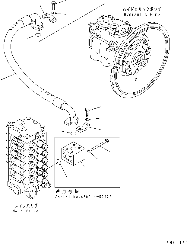 Komatsu parts book diagram for PC70-7E-B S/N 45001-UP: DELIVERY LINE