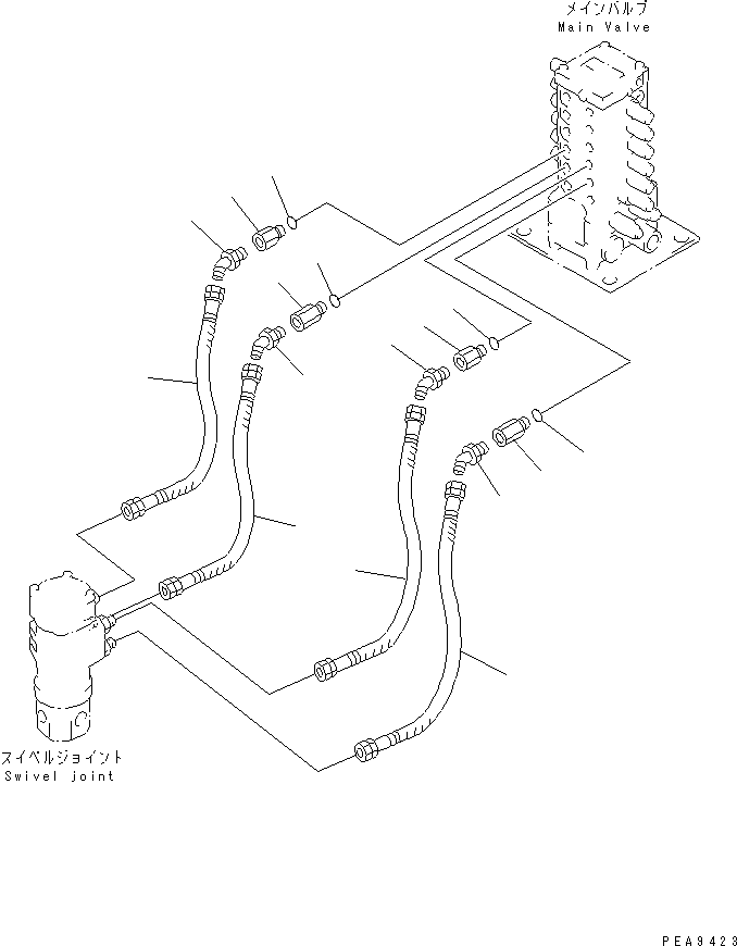 Komatsu parts book diagram for PC70-7E-B S/N 45001-UP: TRAVEL LINE(#45001-52373)