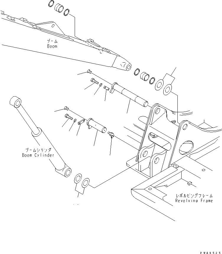 Komatsu parts book diagram for PC70-7E-B S/N 45001-UP: BOOM FOOT PIN (FOR 2-PIECES BOOM)