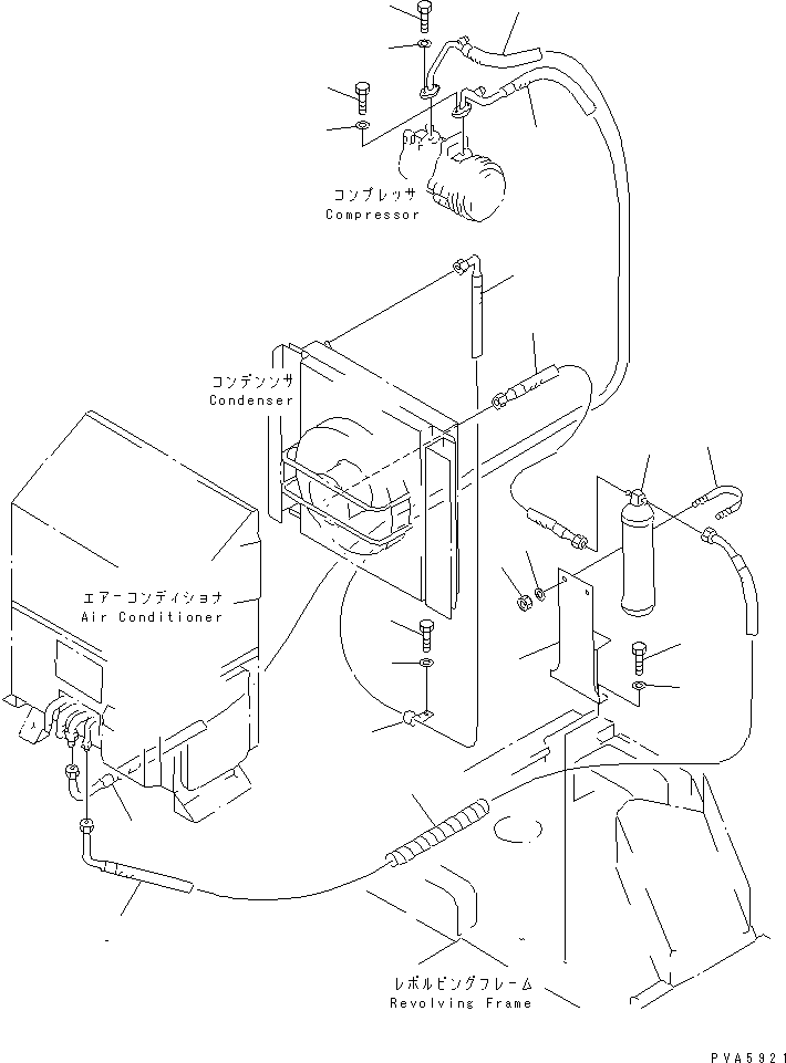 Komatsu parts book diagram for PC70-7E-B S/N 45001-UP: AIR CONDITIONER (COOLER HOSE)(#45001-52373)