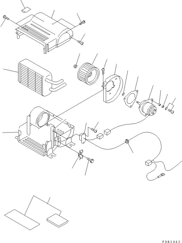 Komatsu parts book diagram for PC70-7E-B S/N 45001-UP: CAR HEATER (HEATER ASS'Y) (2000 KCAL)