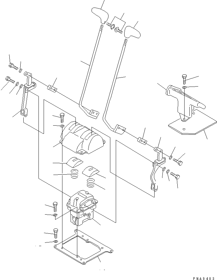 Komatsu parts book diagram for PC70-7E-B S/N 45001-UP: FLOOR FRAME (TRAVEL LEVER) (FOR 1-ACTUATER ATTACHMENT)           (FOR DEFROSTER)