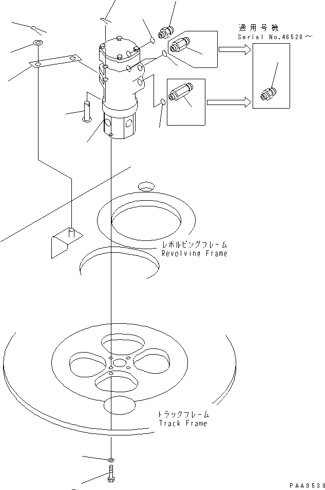 Komatsu parts book diagram for PC70-7E-B S/N 45001-UP: SWIVEL JOINT (MOUNTING PARTS)(#45001-52373)