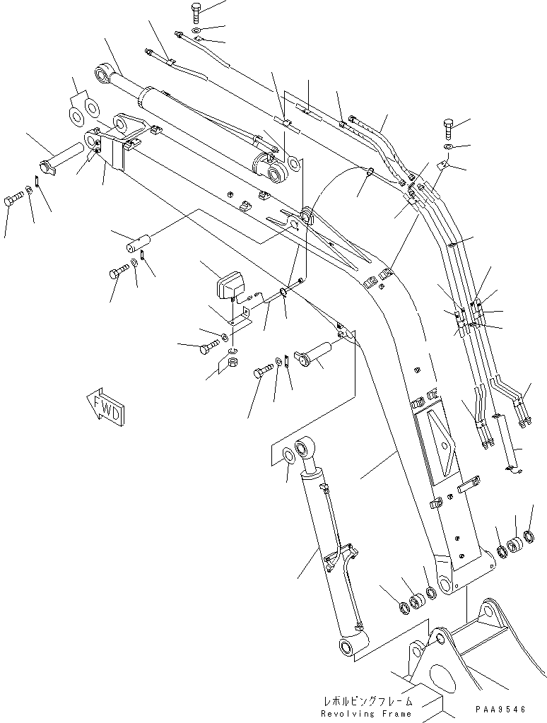 Komatsu parts book diagram for PC70-7E-B S/N 45001-UP: BOOM (WITH HOOK)(#45001-52373)