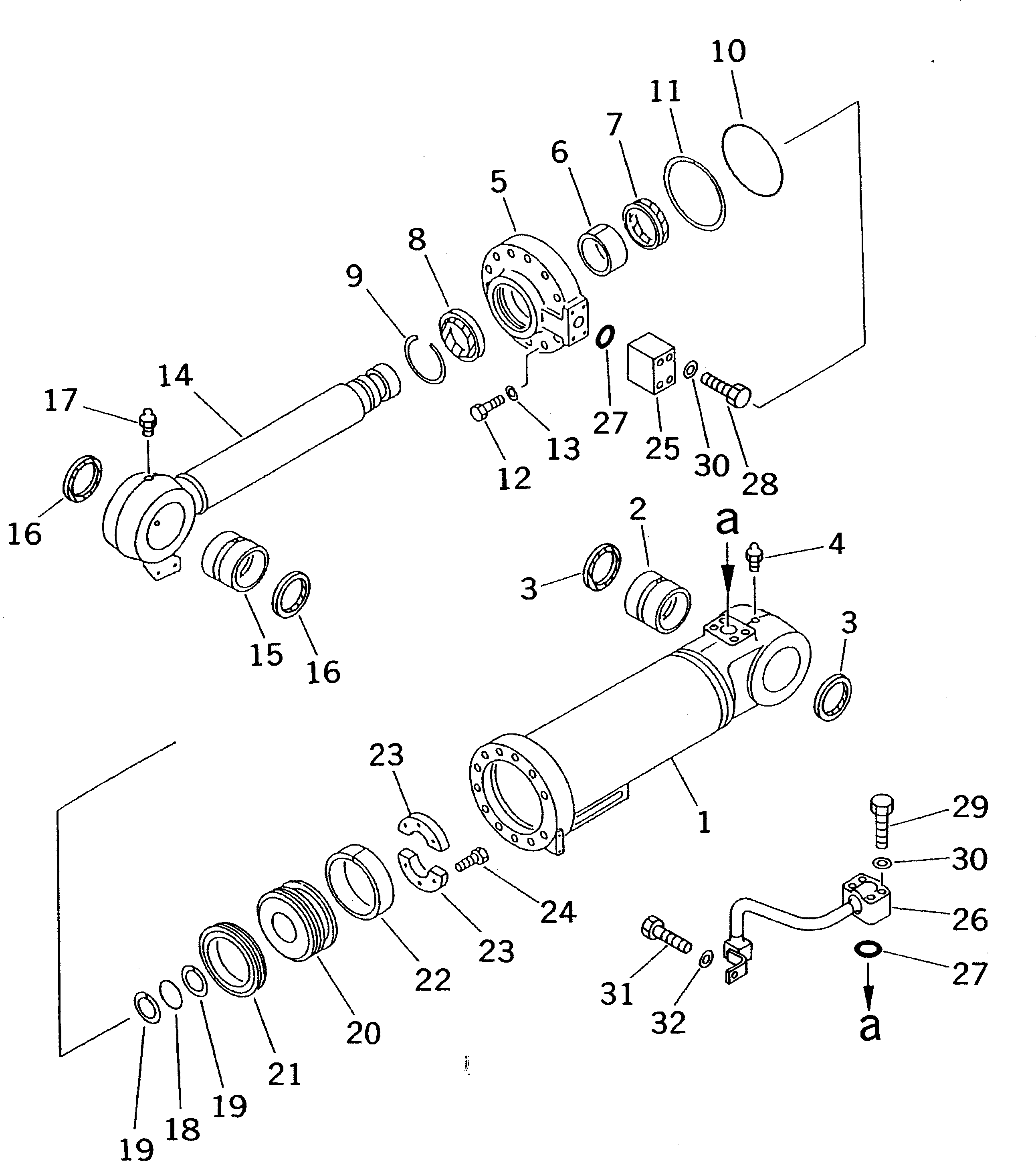 Komatsu parts book diagram for PC70-7E-B S/N 45001-UP: 2-PIECES BOOM CYLINDER (2ND BOOM) (INNER PARTS)