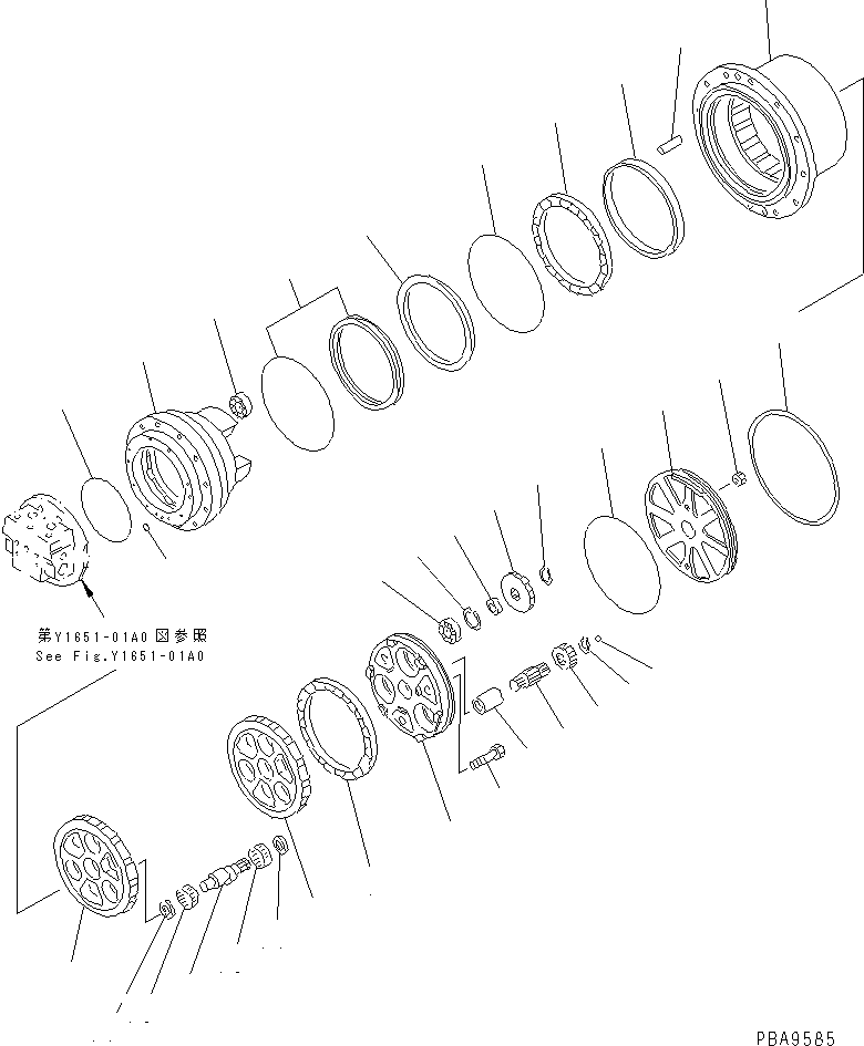Komatsu parts book diagram for PC70-7E-B S/N 45001-UP: TRAVEL M0TOR (3/3)(#45001-58727)