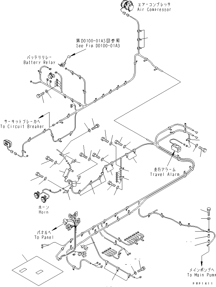 Excavators Komatsu / PC750LC-6K-01 S/N K30001-UP(pc750lcu) / WIRING (MAIN HARNESS) (CLIP) (MAIN BEAM)(#K32001-)(120110 : E0200-04A4)