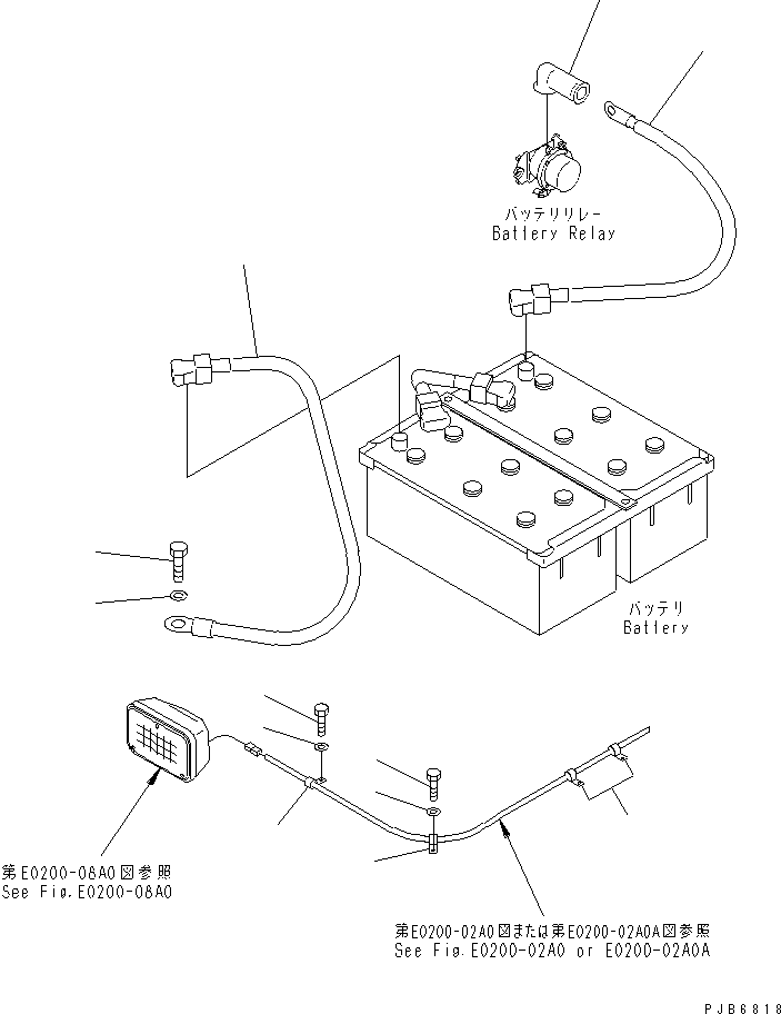Excavators Komatsu / PC750LC-6K-01 S/N K30001-UP(pc750lcu) / WIRING (BATTERY)(#K30001-K31999)(120130 : E0200-06A0)