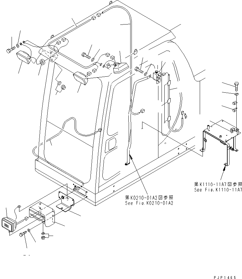 Excavators Komatsu / PC750LC-6K-01 S/N K30001-UP(pc750lcu) / ADDITIONAL WORK LAMP AND STEP LIGHT (WITH TOP GUARD)(#K32001-)(120240 : E0310-01A4)