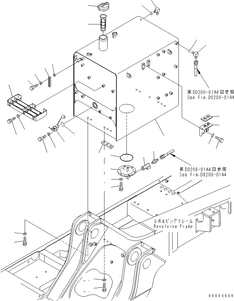 Komatsu parts book diagram for PC750SE-6 S/N 10001-UP (For North America): FUEL TANK (COLD WEATHER A SPEC.)(#11001-)