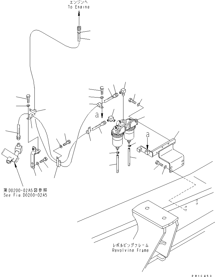 Komatsu parts book diagram for PC750SE-6 S/N 10001-UP (For North America): FUEL LINES (WITH WATER SEPARATOR)(#11001-11080)