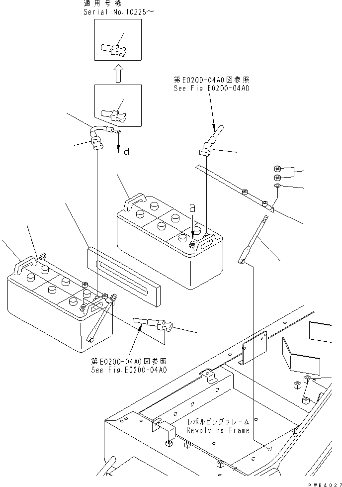 Komatsu parts book diagram for PC750SE-6 S/N 10001-UP (For North America): BATTERY (NS200) (WET)
