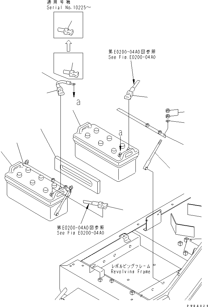 Komatsu parts book diagram for PC750SE-6 S/N 10001-UP (For North America): BATTERY (C200) (WET)