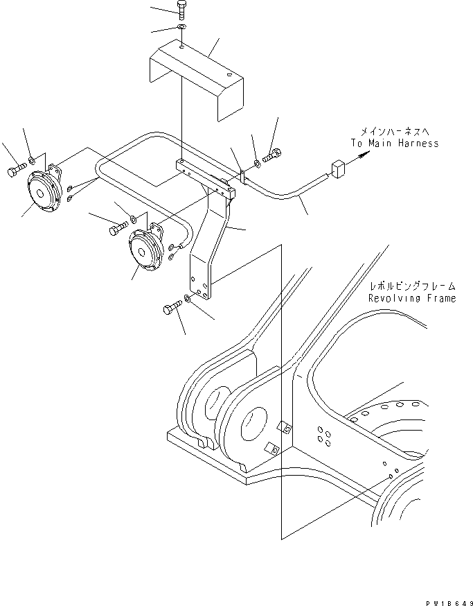 Komatsu parts book diagram for PC750SE-6 S/N 10001-UP (For North America): WIRING (HORN)(#11001-)