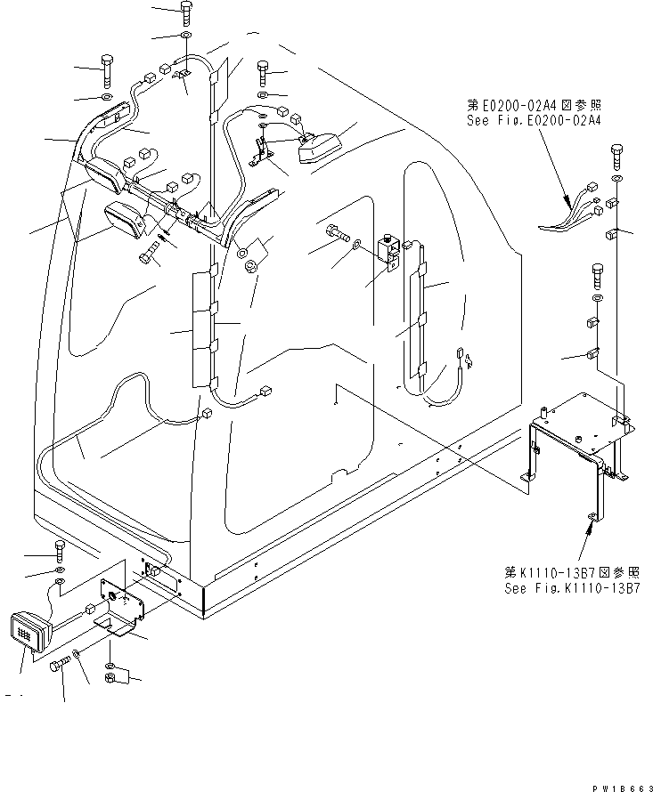 Komatsu parts book diagram for PC750SE-6 S/N 10001-UP (For North America): ADDITIONAL WORK LAMP AND FLASH LIGHT(#11001-)