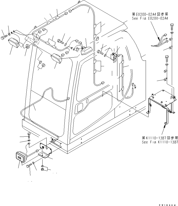 Komatsu parts book diagram for PC750SE-6 S/N 10001-UP (For North America): ADDITIONAL WORK LAMP AND FLASH LIGHT (WITH F.O.P.S.)(#11001-)