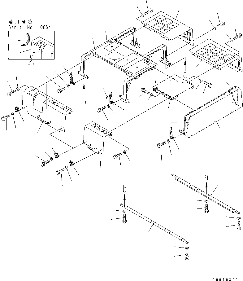 Komatsu parts book diagram for PC750SE-6 S/N 10001-UP (For North America): HOOD (COVER)(#11001-)
