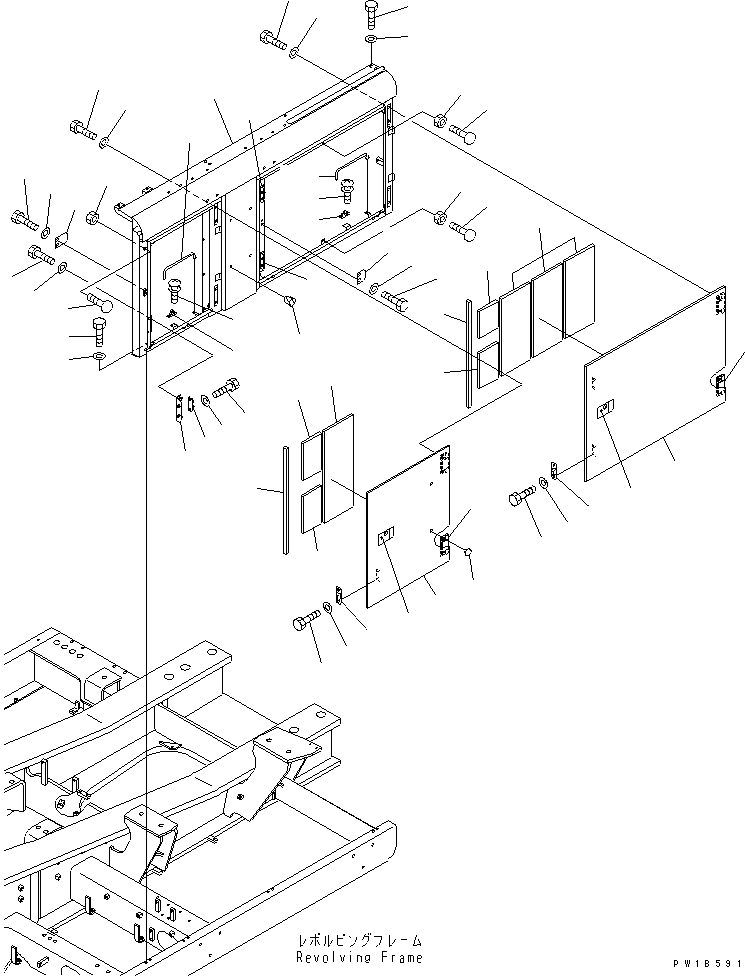Komatsu parts book diagram for PC750SE-6 S/N 10001-UP (For North America): LEFT SIDE COVER (MACHINE CAB)(#11001-)
