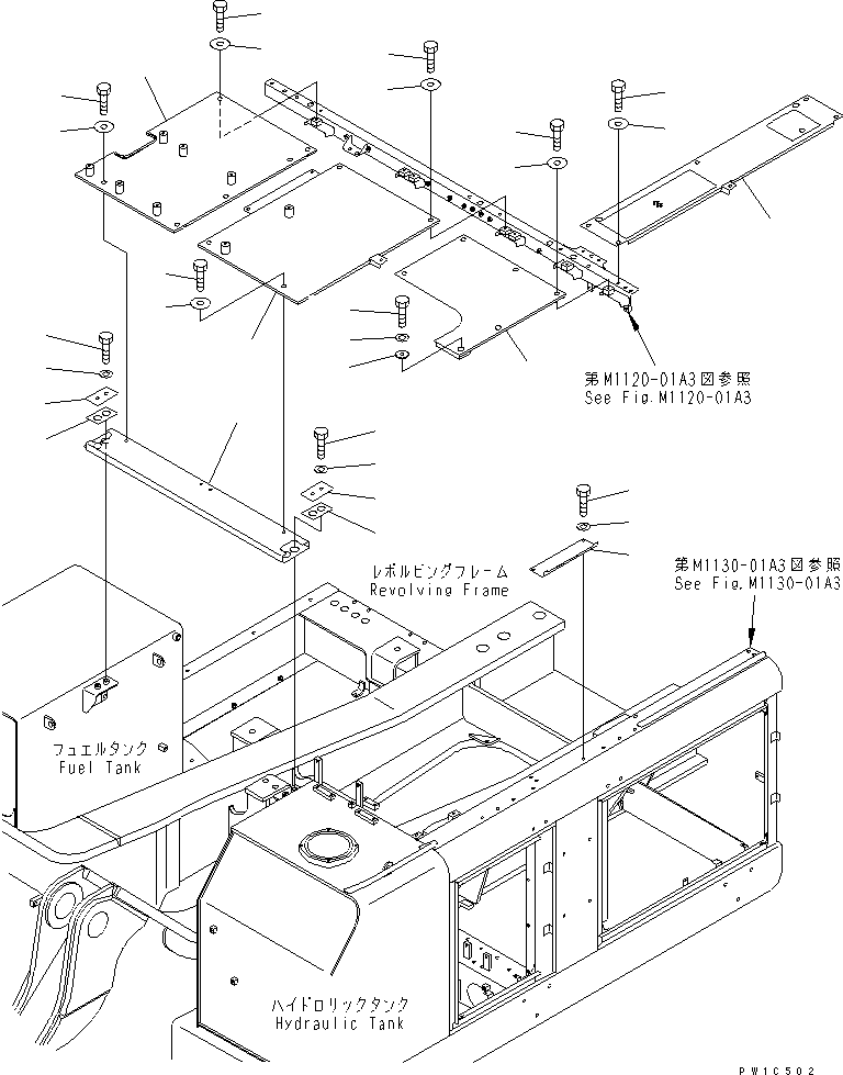 Komatsu parts book diagram for PC750SE-6 S/N 10001-UP (For North America): COVER (UPPER) (MACHINE CAB) (COLD WEATHER A SPEC.)(#11001-)
