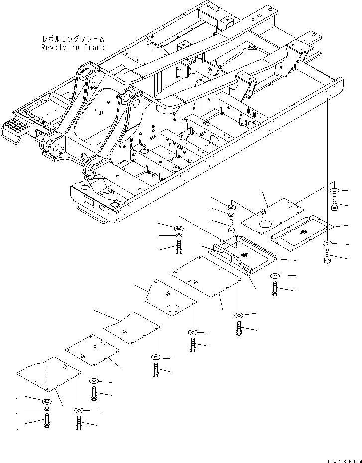 Komatsu parts book diagram for PC750SE-6 S/N 10001-UP (For North America): UNDER COVER (HEAVY DUTY) (REVOLVING FRAME) (L.H.)(#11001-)