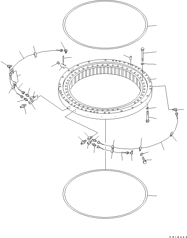 Komatsu parts book diagram for PC750SE-6 S/N 10001-UP (For North America): SWING CIRCLE(#11001-11077)