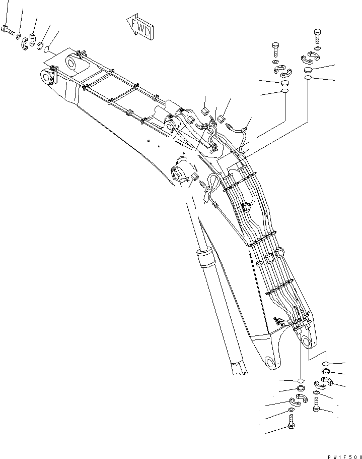 Komatsu parts book diagram for PC750SE-6 S/N 10001-UP (For North America): BOOM (BLIND PARTS) (FOR BACKHOE)(#11001-)
